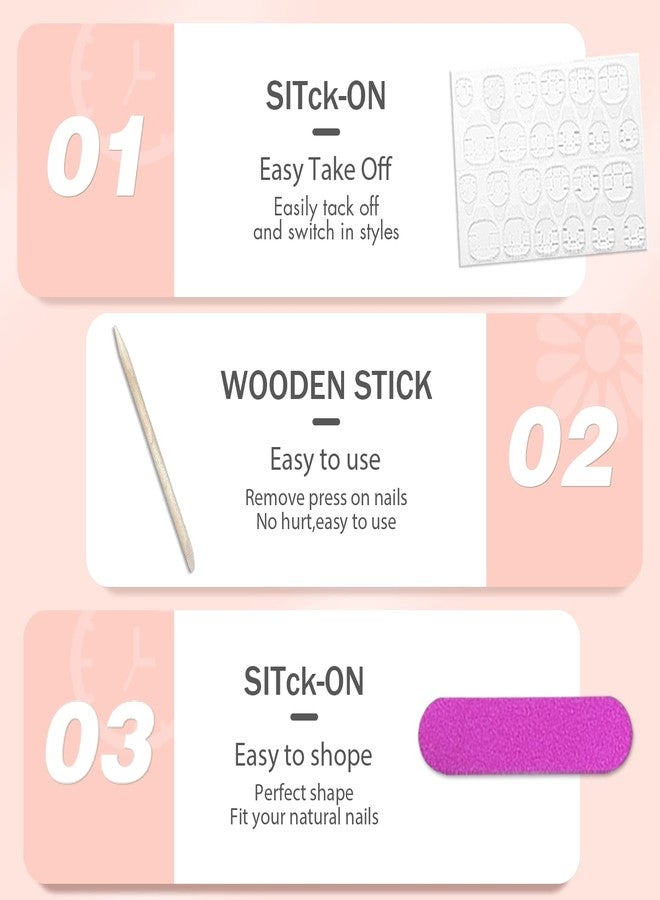 KQueenest Baby Pink Press on Nails Long Medium Square, Light Rose Pink Fake Nails Medium Coffin, Glossy Sheer Color Acrylic Nails Press ons, Reusable Bright Soft Gel Glue on Nails for Women Summer - Image 5